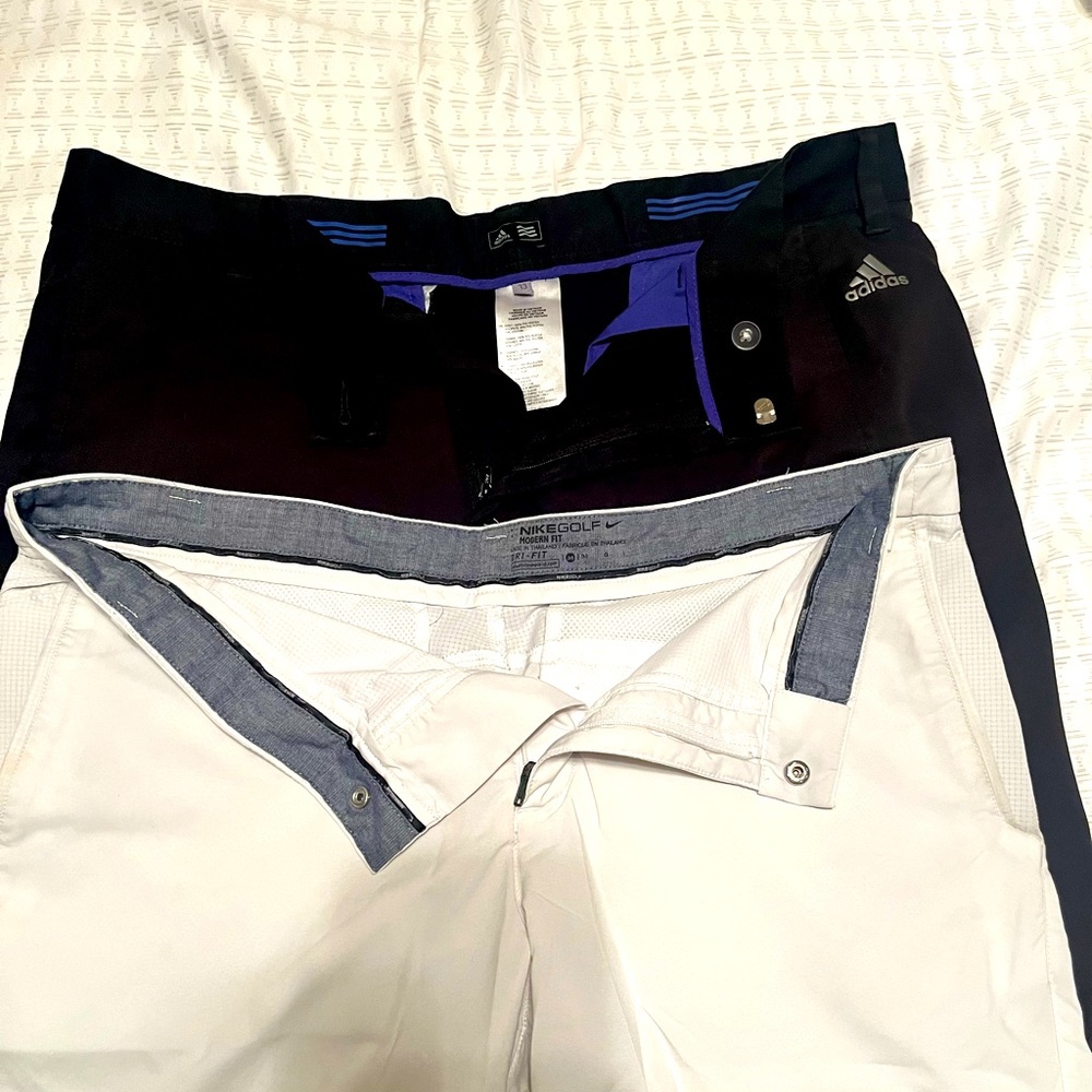 Nike and adidas golf shorts